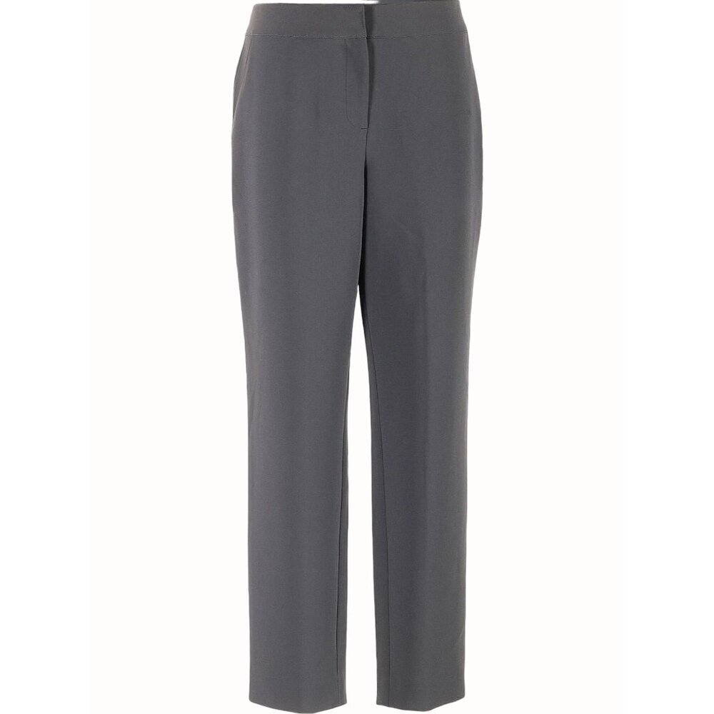 St John Womens Size 16 Pewter Luxury Designer Long Pants Side Slash Pockets New